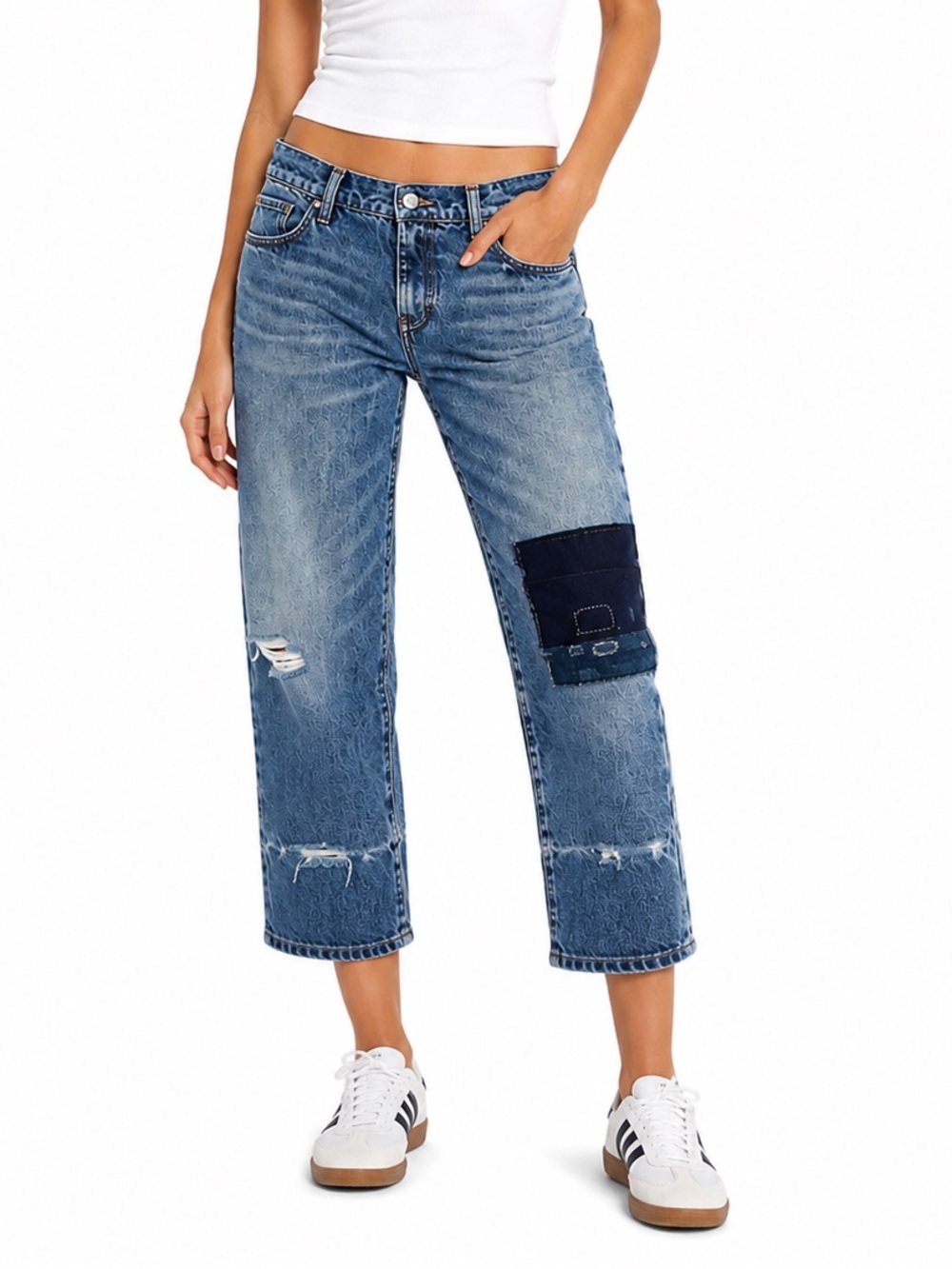 Pilcro Low Rise Cropped Boyfriend Jeans – Distressed